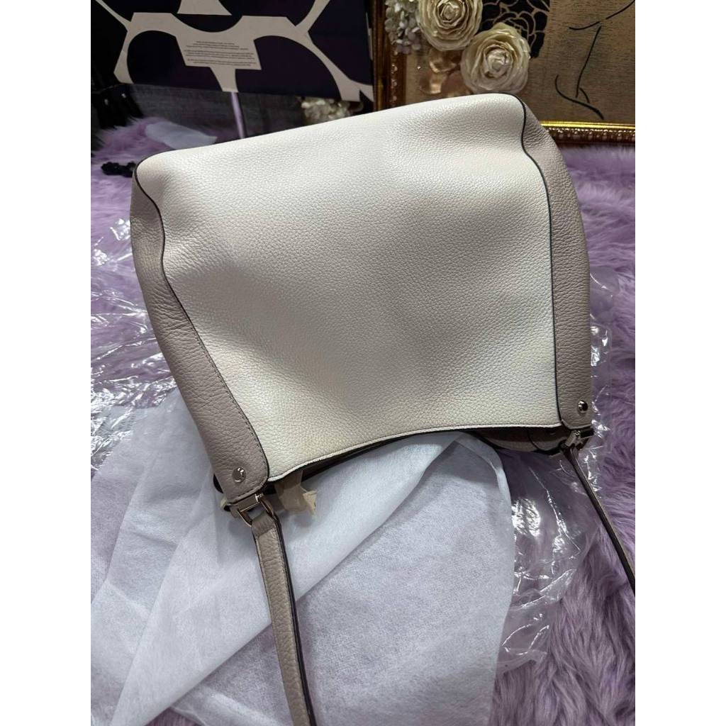 ORIG Preloved KS Leila Medium Triple Compartment Shoulder Bag Beige Brown