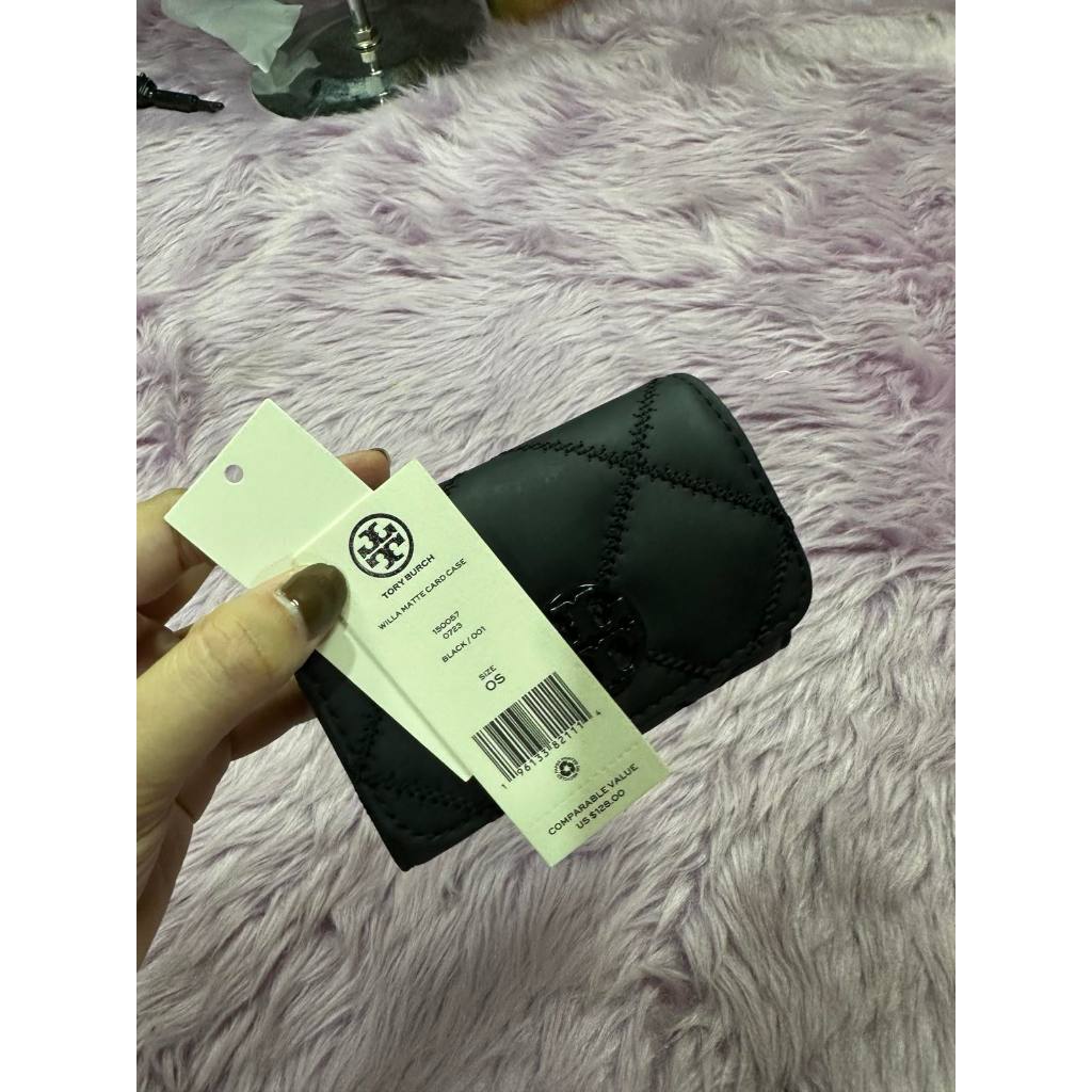 ORIG Preloved TB Willa Matte Card Case Small Black Wallet