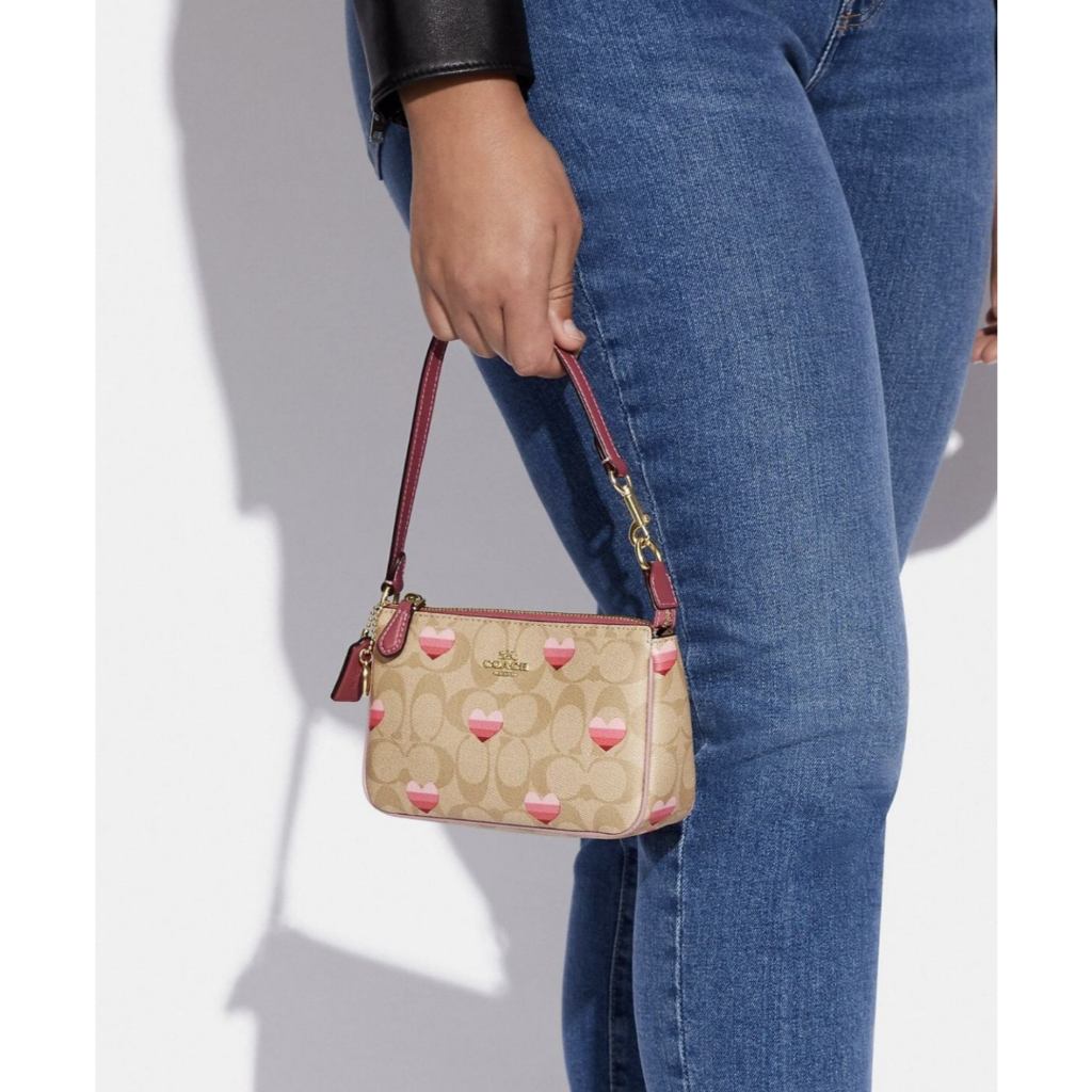 ORIG Preloved CCH Nolita 19 In Signature Canvas With Stripe Heart Print Small Bag