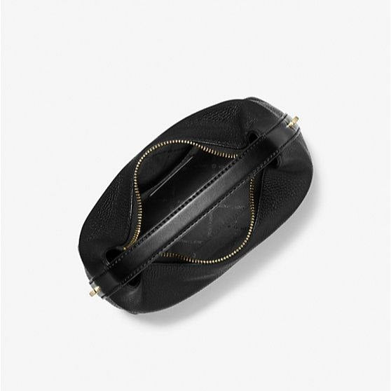 AUTHENTIC/ORIGINAL MK Ember Small Pebbled Leather Messenger Bag - BLACK