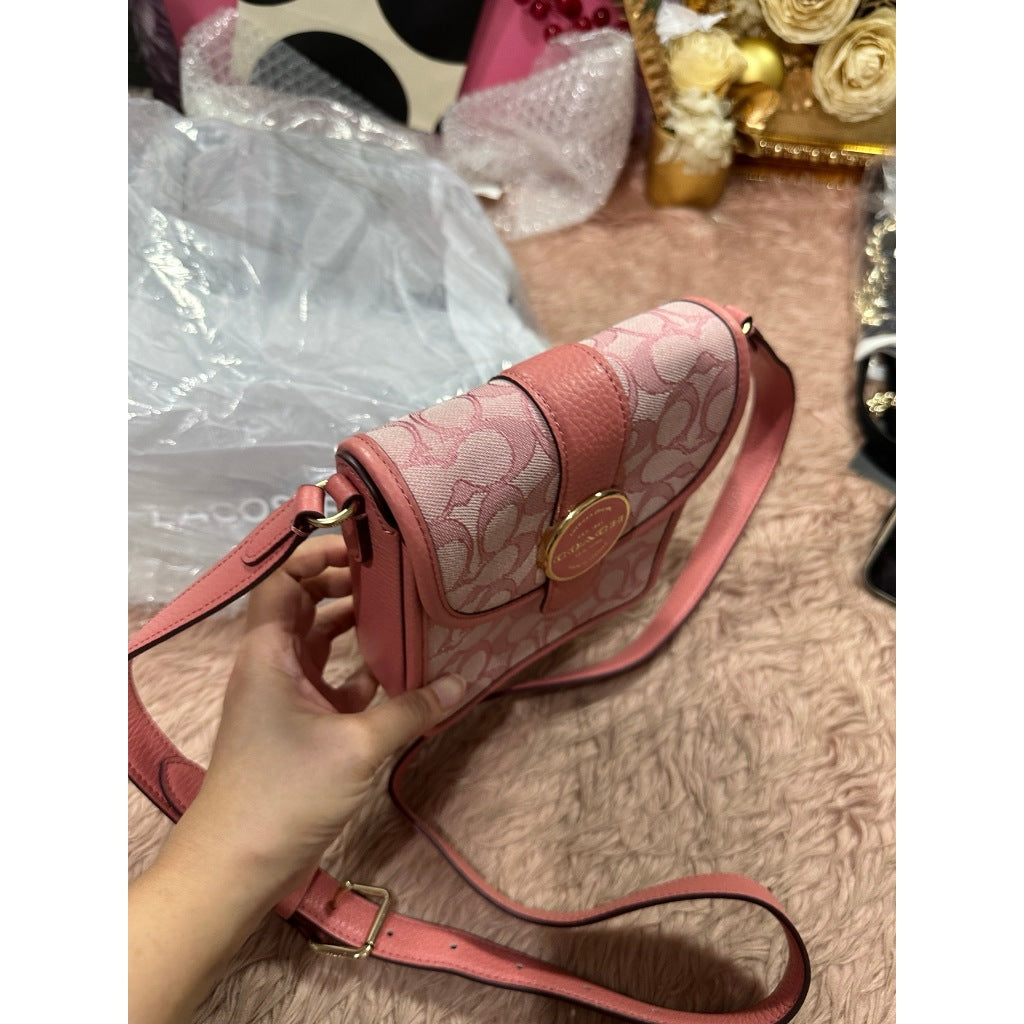 ORIG Preloved CCH North/South Lonnie Small Phone Pink Bag in Signature Jacquard