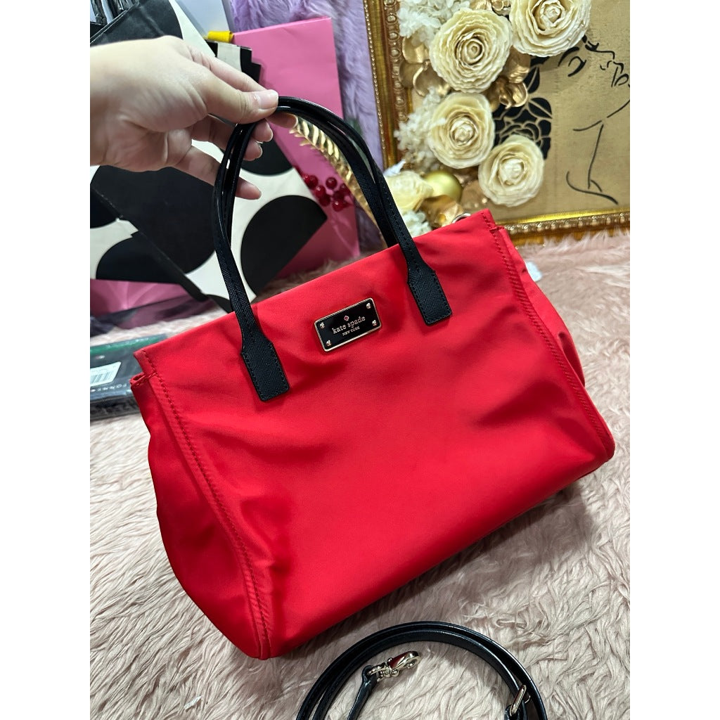 ORIG Preloved KS blake avenue small nylon tote bag red