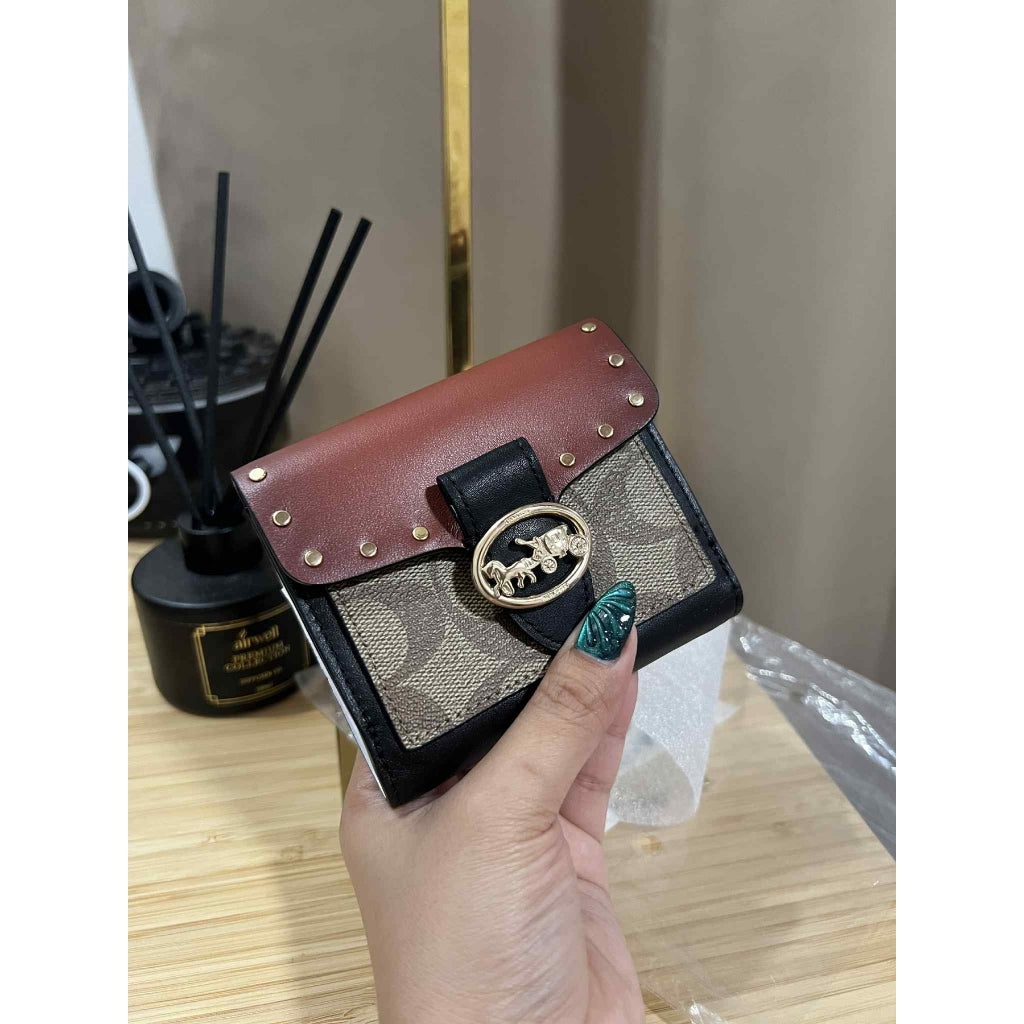ORIG & IMPORTED CCH Georgie Small Wallet In Colorblock Signature Canvas With Rivets