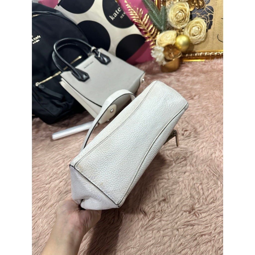 ORIG Preloved REPAIRED KS Leila Medium Flap Shoulder Bag White