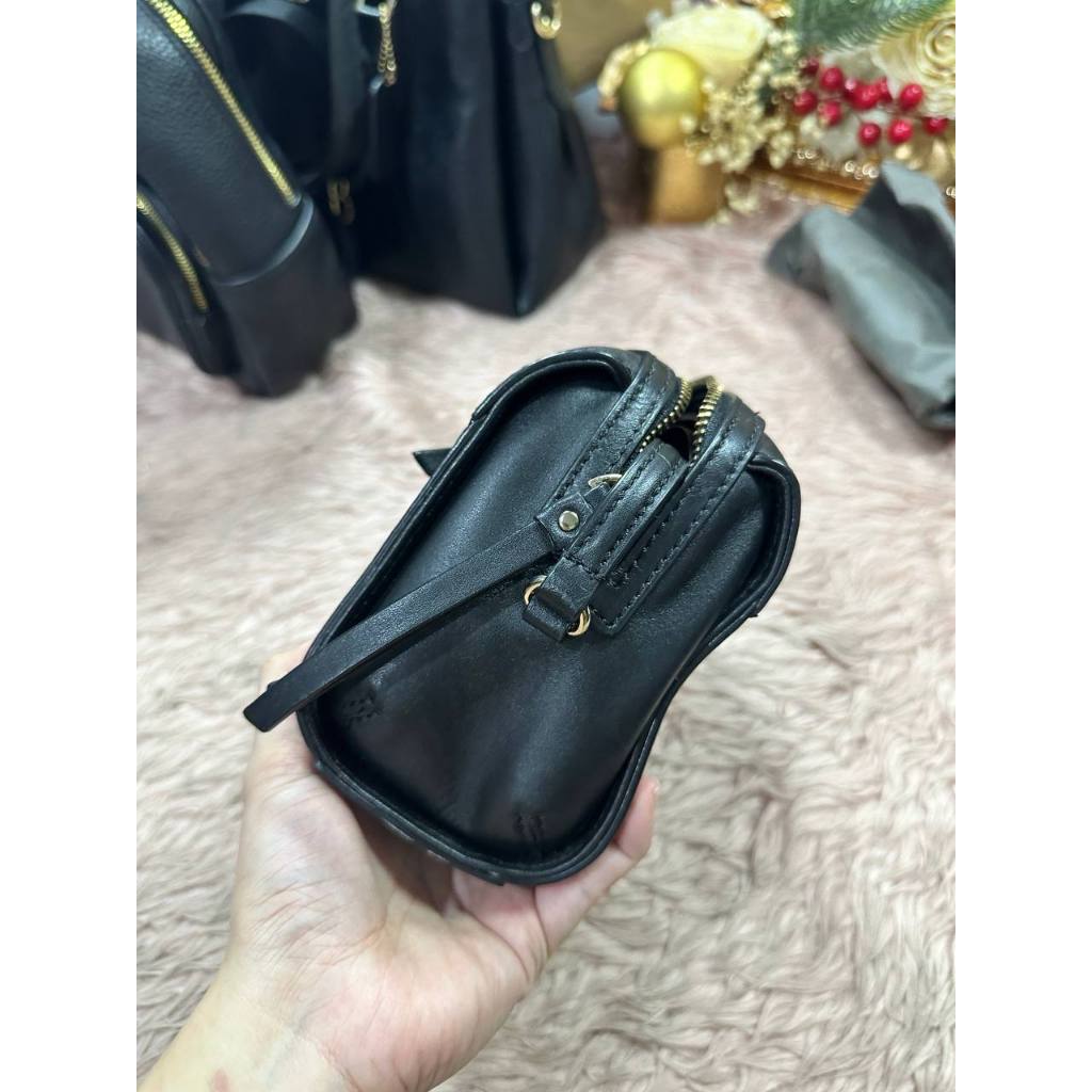 ORIG Preloved KS Mini Duffle Leopard Small Black Bag