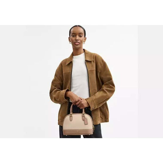 AUTHENTIC/ORIGINAL CCH Sabrina Satchel Bag In Colorblock Beige Taupe