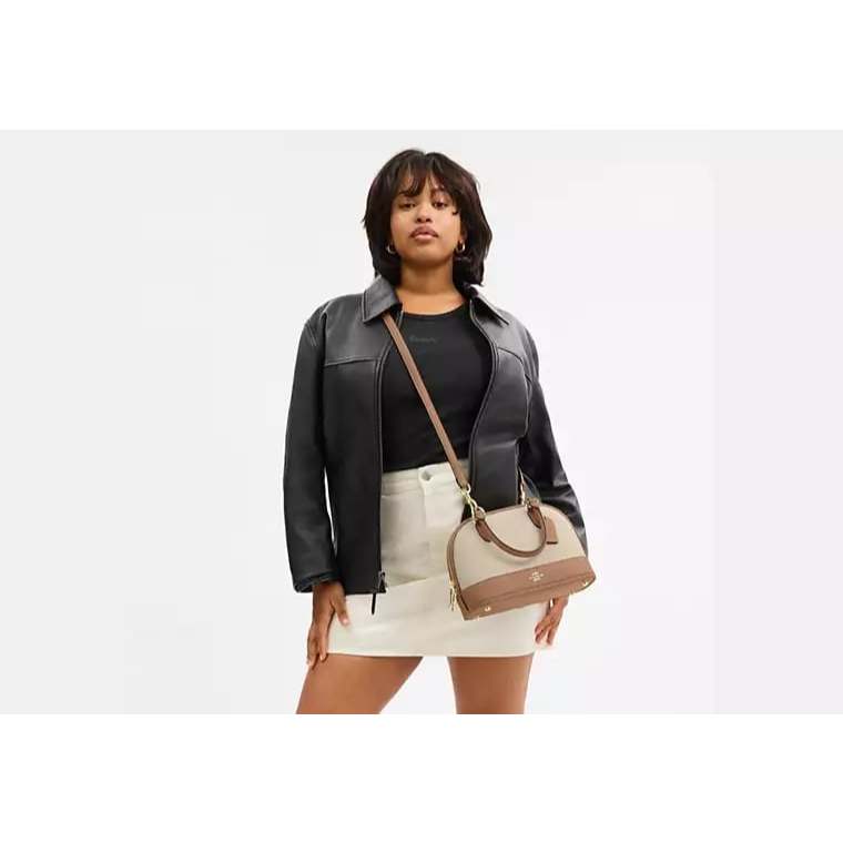 AUTHENTIC/ORIGINAL CCH Sabrina Satchel Bag In Colorblock Beige Taupe