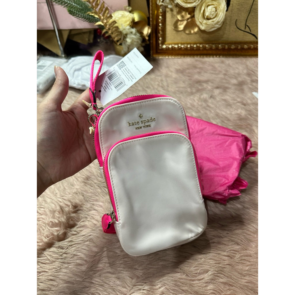 AUTHENTIC/ORIGINAL KS Chelsea Nylon Phone Crossbody Pink Small Bag