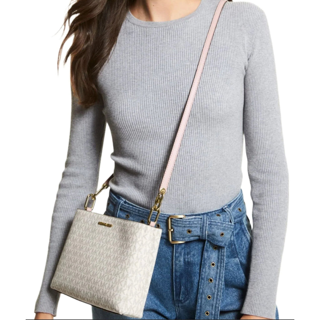 ORIG & IMPORTED MK Trisha Medium Logo Crossbody Bag Double Zip Brown Pink White Black Bag