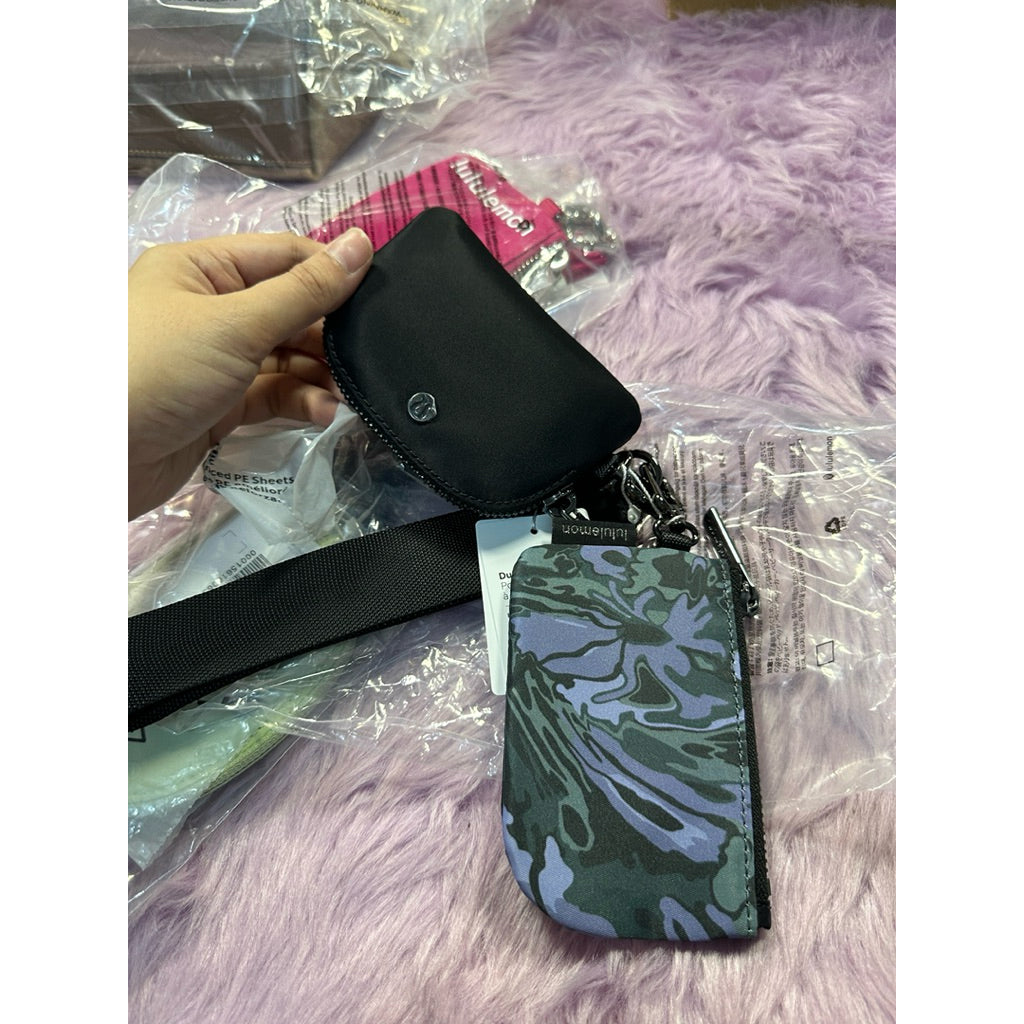 AUTHENTIC/ORIGINAL Lululemon Dual Pouch Wristlet Nylon Wallet pink green black purple