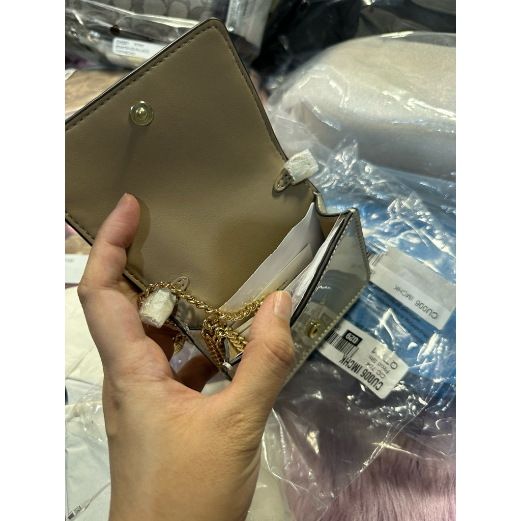 AUTHENTIC/ORIGINAL CCH Mini Wallet On A Chain In Signature Leather White Micro Bag