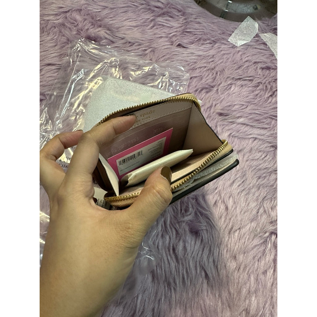 ORIG & IMPORTED KS Morgan Colorblocked Small Compact Wallet Beige