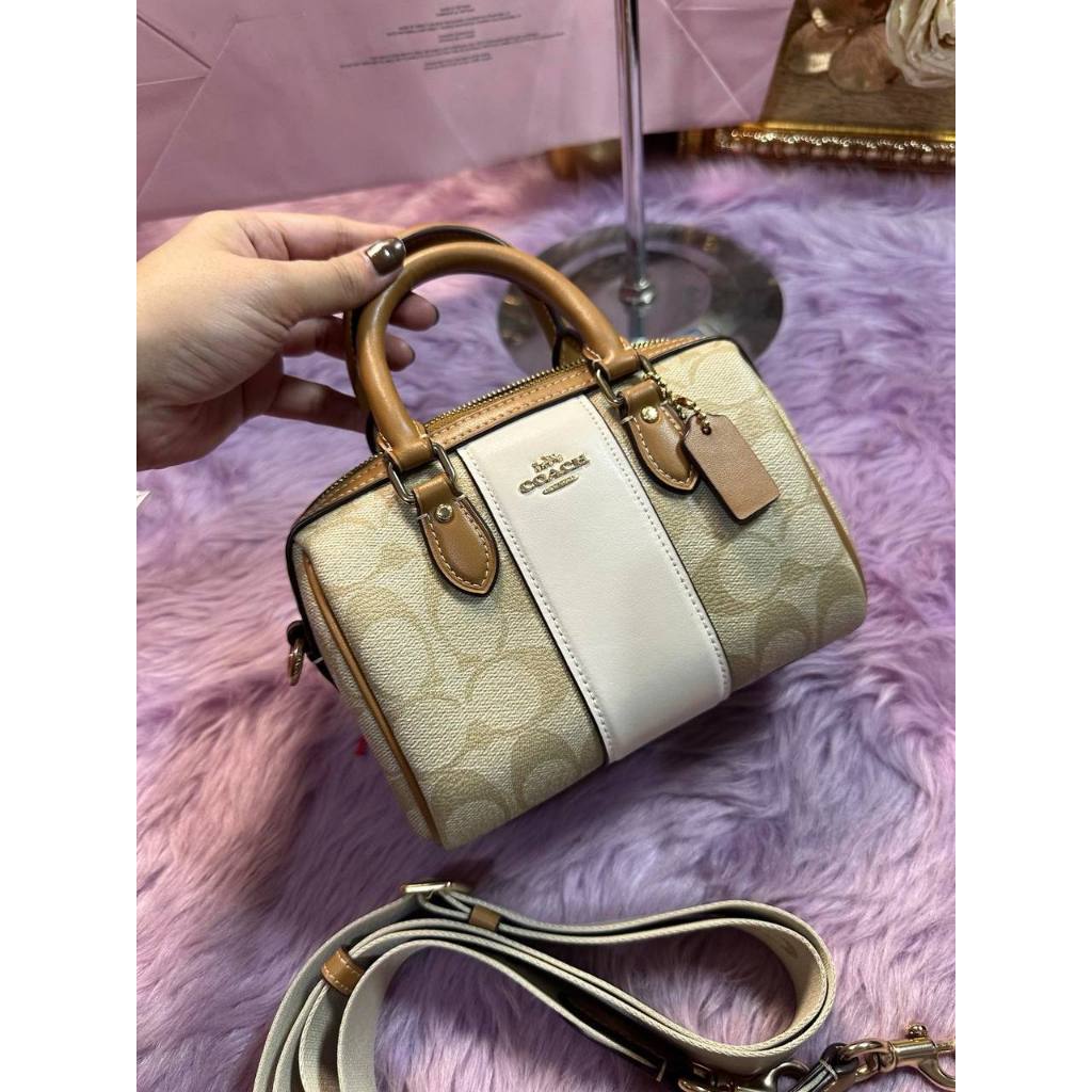 ORIG Preloved CCH Mini Rowan Crossbody Bag With Stripe Light Brown/White