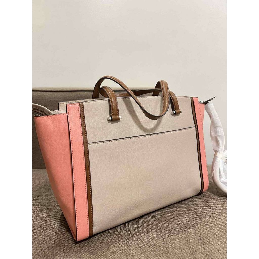 ORIG Preloved KS Patterson Drive Geraldine Warm Beige Pink Large Tote Satchel Bag