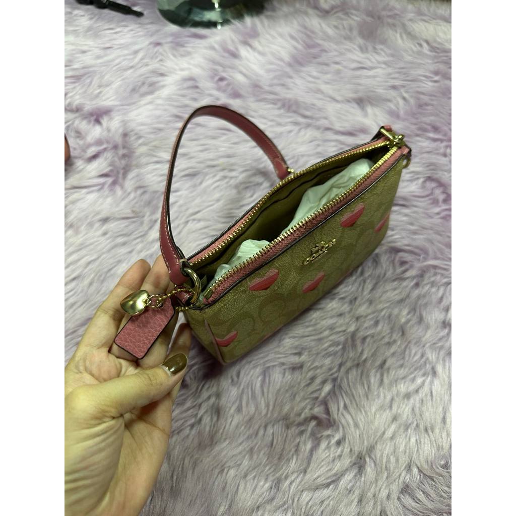 ORIG Preloved CCH Nolita 19 In Signature Canvas With Stripe Heart Print Small Bag