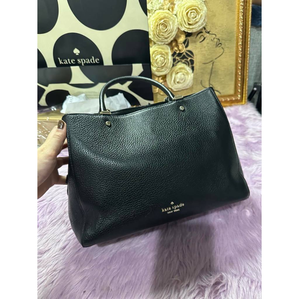 ORIG Preloved KS Leila Triple Compartment Satchel Crossbody Bag Black