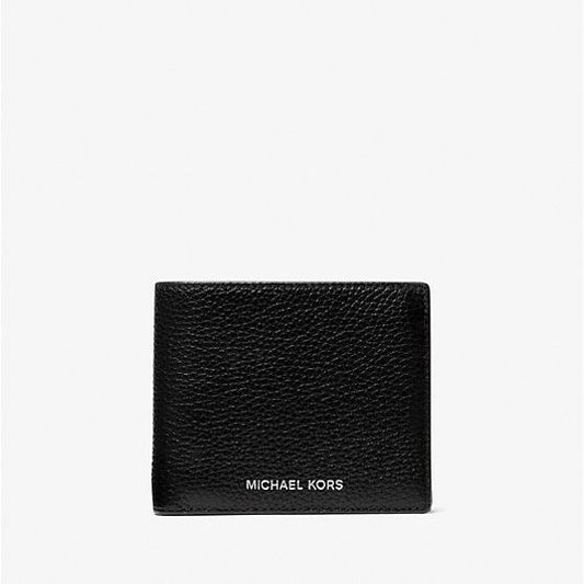 AUTHENTIC/ORIGINAL MK Cooper Pebbled Leather Billfold Black Men Wallet With Coin Pouch