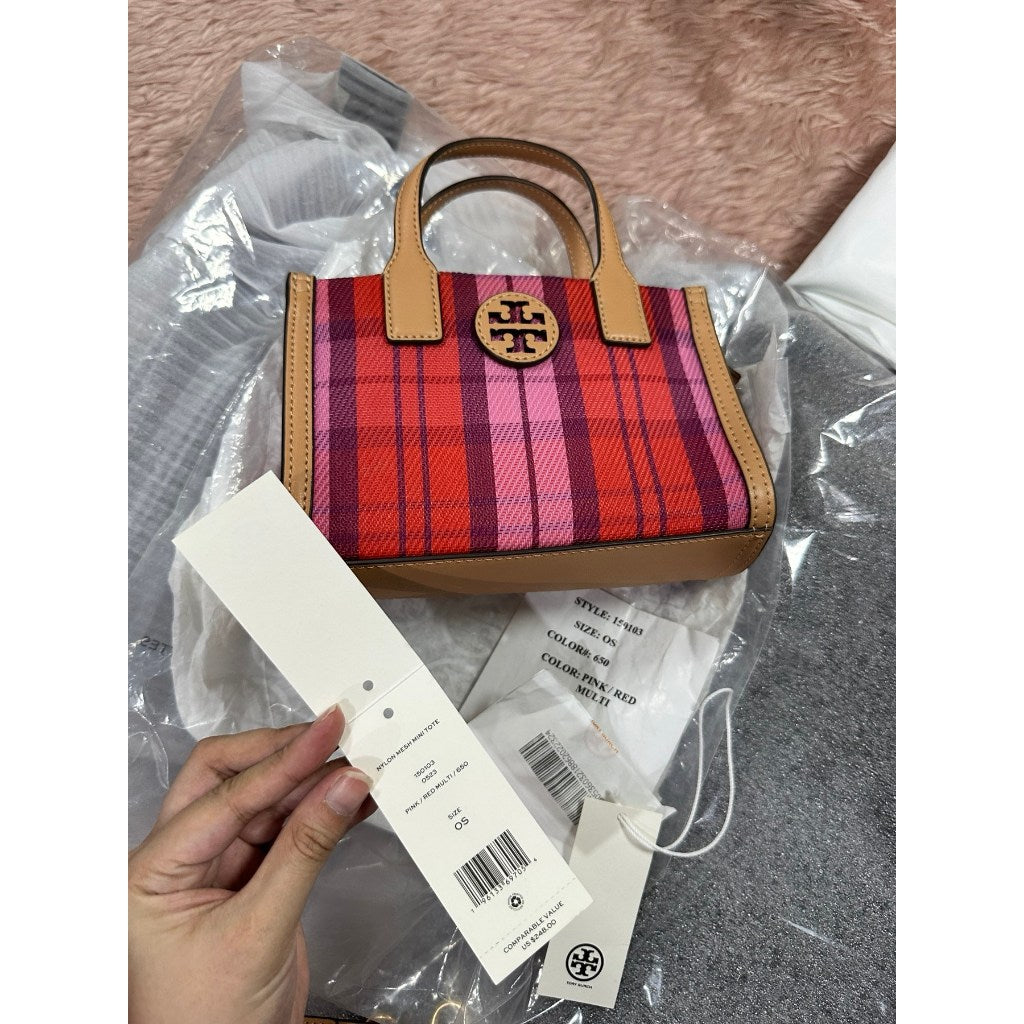ORIG Preloved TBurch Nylon Mesh Mini Tote Pink Bag
