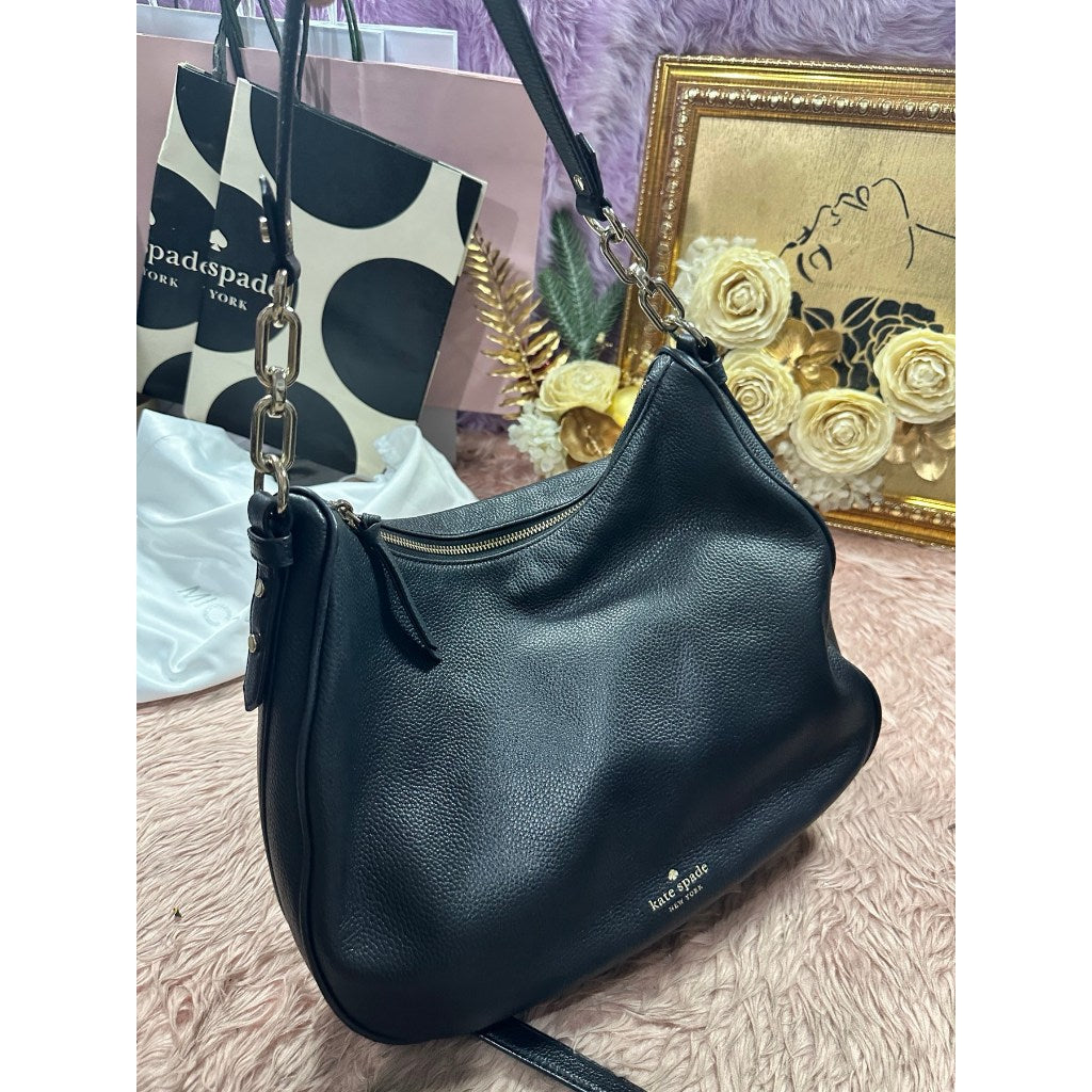 ORIG Preloved KS Mulberry Street Vivian Shoulder Large Black Bag