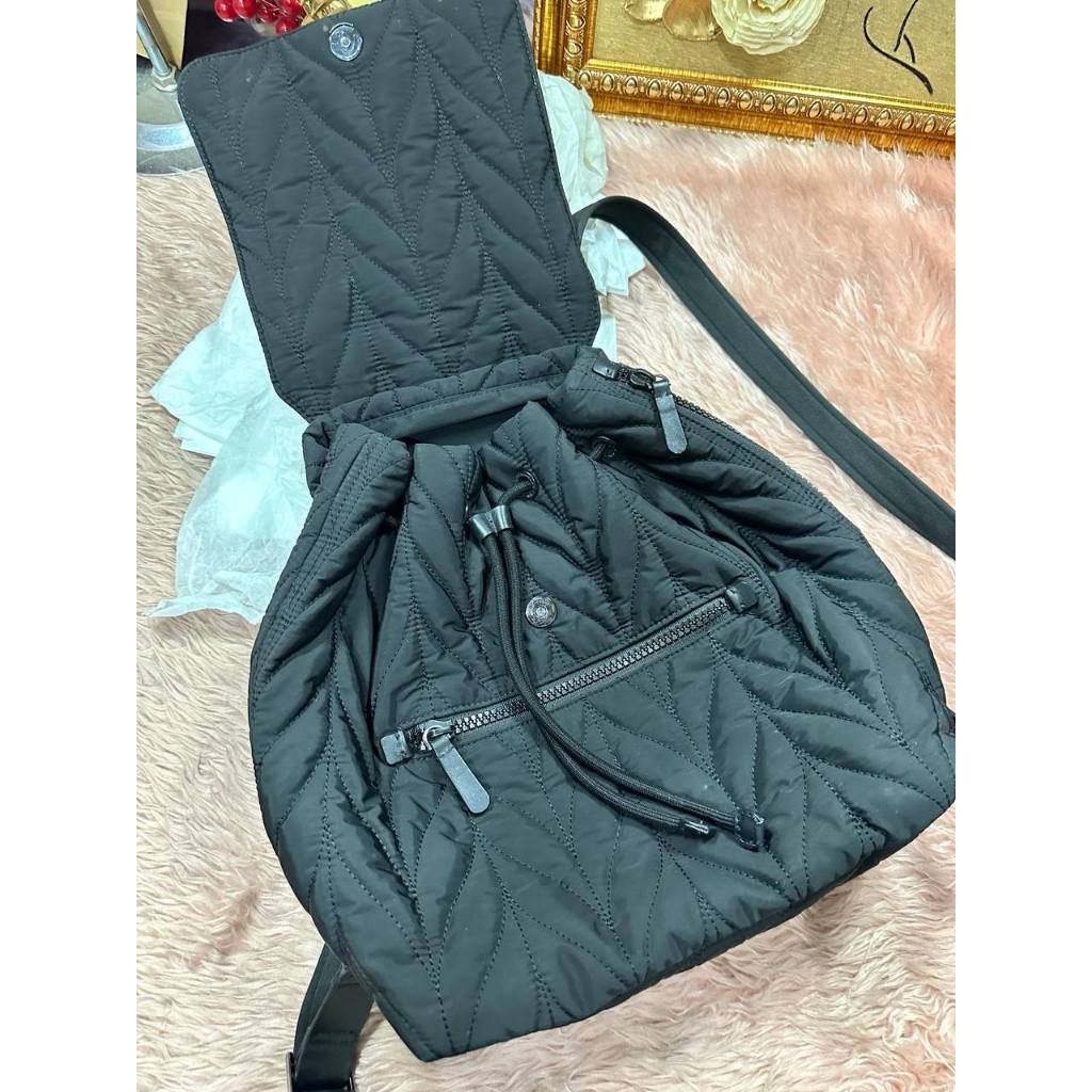 ORIG Preloved KS Ellie Large Flap Backpack Nylon Black Bag