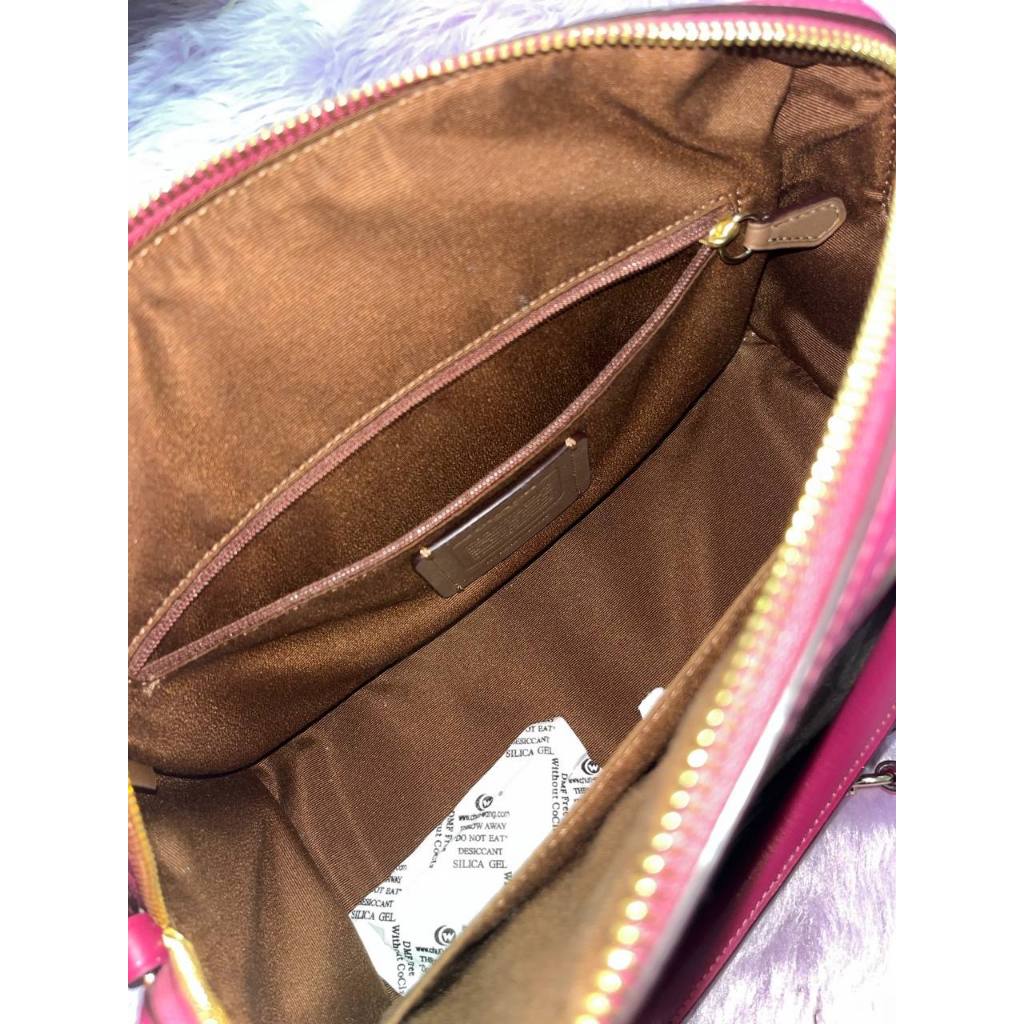 ORIG Preloved CCH Rowan Satchel Signature Khaki Dark Fuchsia Pink Bag