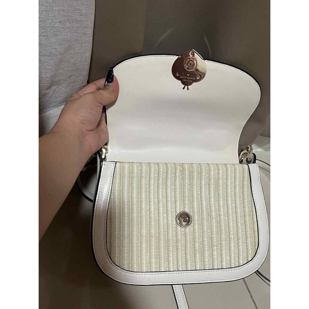 ORIG Preloved KS Puffy Top Handle Ladybug Crossbody White Bag