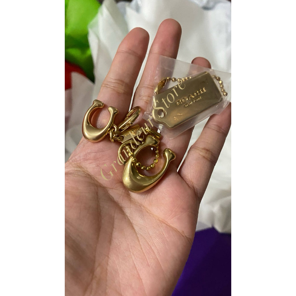 Orig Small Wallet Leather Gold Keychain / Bag Charms / Hangtag