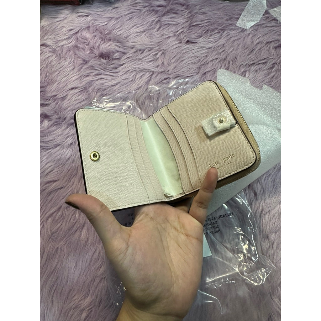 ORIG & IMPORTED KS Morgan Colorblocked Small Compact Wallet Beige