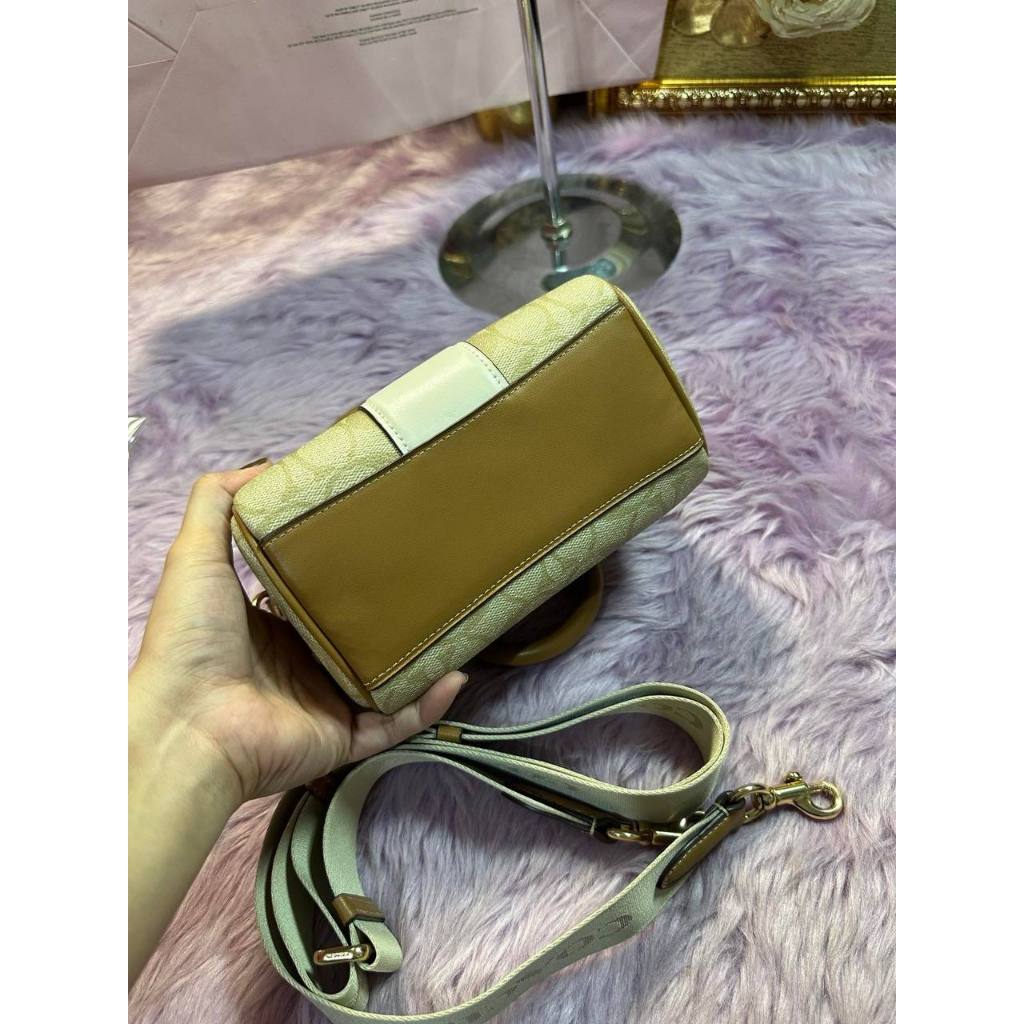 ORIG Preloved CCH Mini Rowan Crossbody Bag With Stripe Light Brown/White
