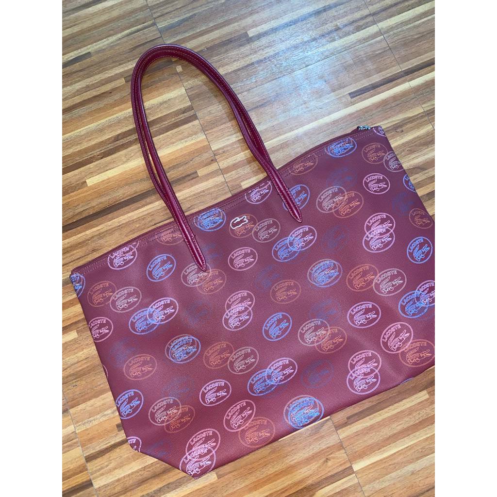 ORIG Preloved LCT L.12.12 Concept Large All Over Print Shopping Red Tote Bag