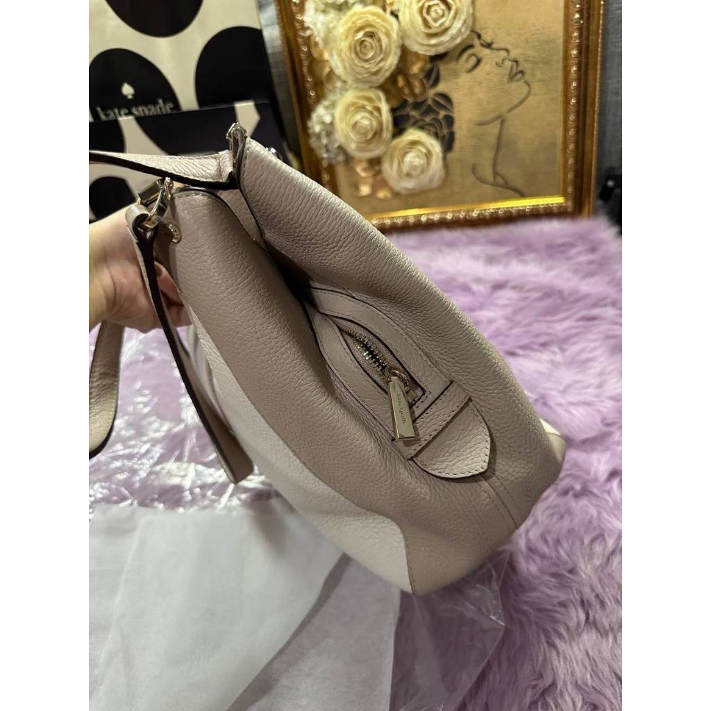 ORIG Preloved KS Leila Medium Triple Compartment Shoulder Bag Beige Brown