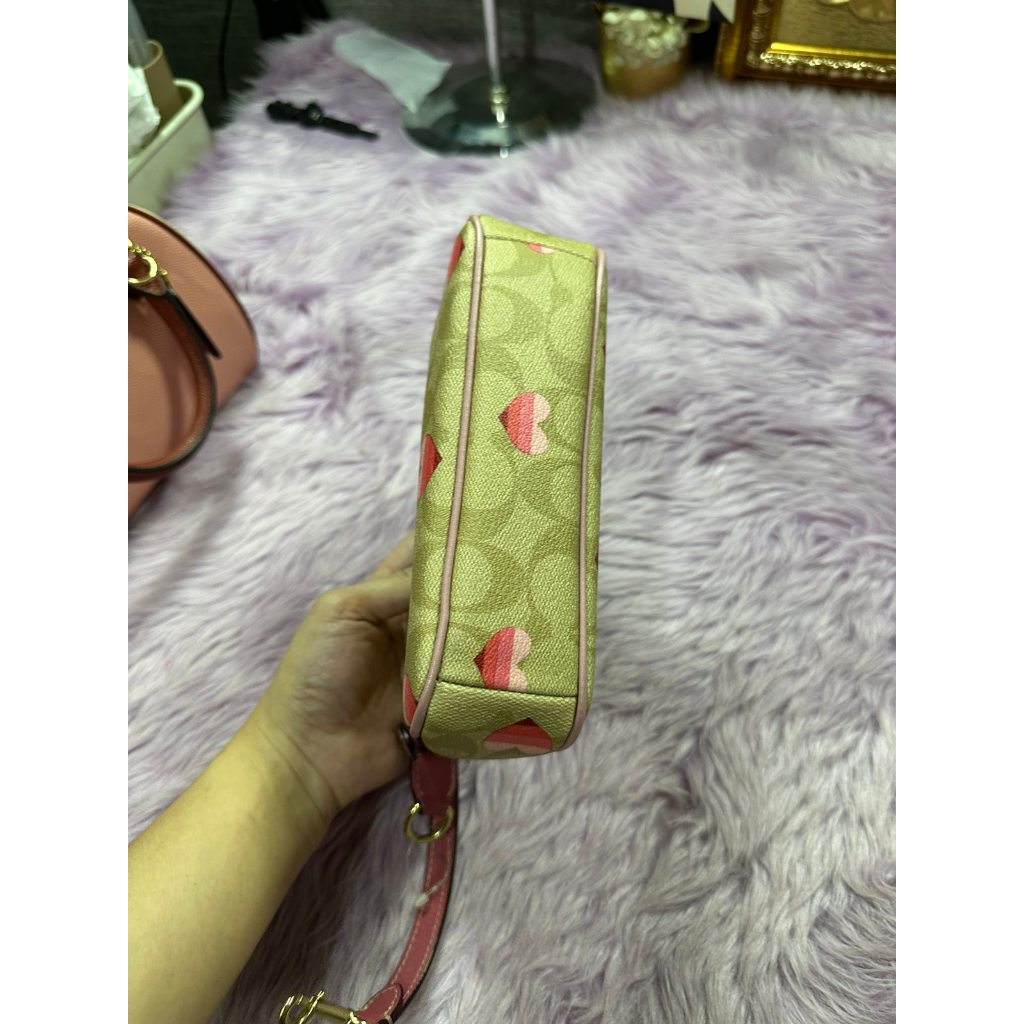 ORIG Preloved CCH Nolita 19 In Signature Canvas With Stripe Heart Print Small Bag