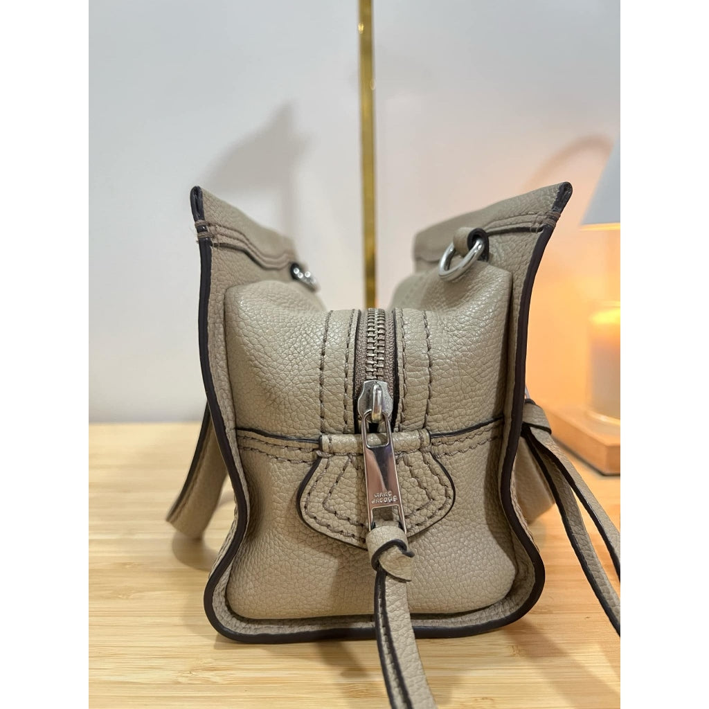 ORIG PRELOVED  MJ Mini Cruiser Pebbled Leather Crossbody Small Satchel Bag Ivory Beige