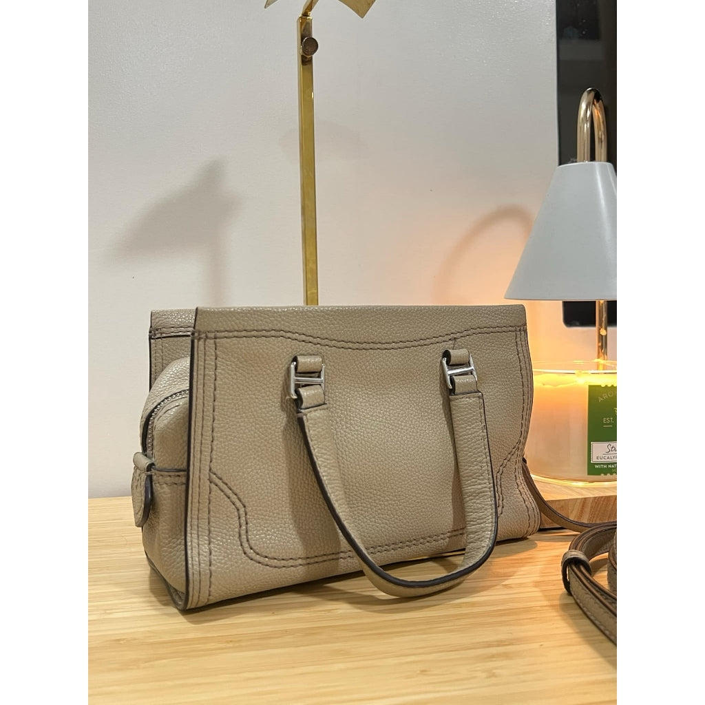 ORIG PRELOVED  MJ Mini Cruiser Pebbled Leather Crossbody Small Satchel Bag Ivory Beige