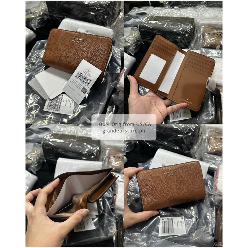 ORIG & IMPORTED KS Lena Pebbled Medium Compact Bifold Wallet Black Brown Green Beige