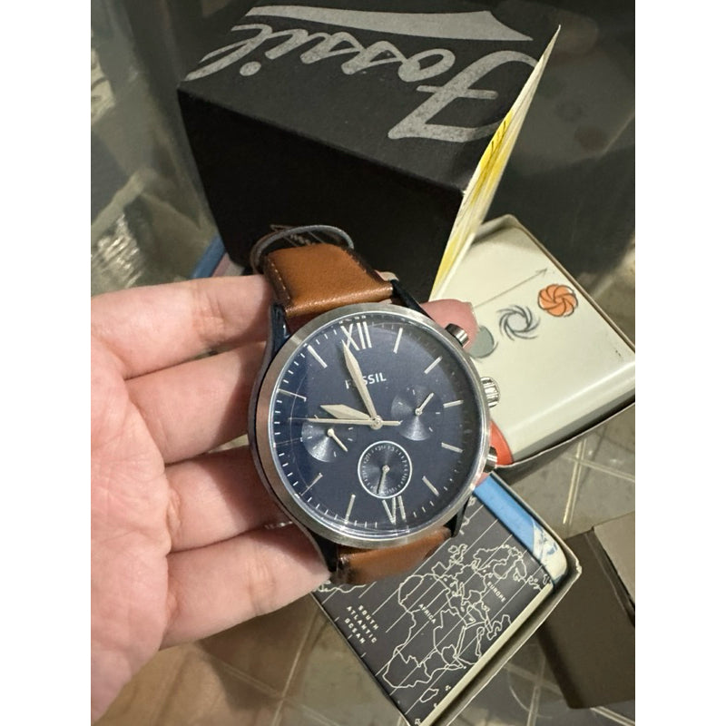 ORIG & IMPORTED FSL Flynn Chronograph Brown Leather 48mm Men's Watch