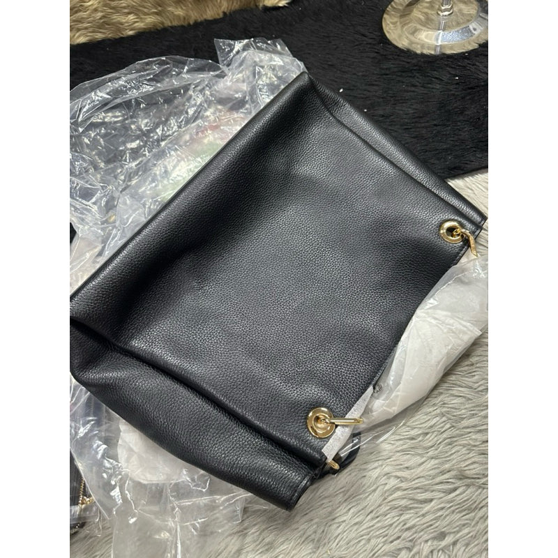ORIG & IMPORTED MK Trisha Large Leather Shoulder Tote Bag Black Brown White