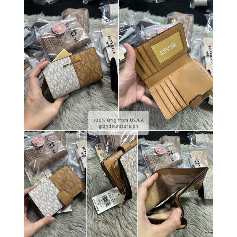 ORIG & IMPORTED MK Medium Signature Logo Wallet Brown/Vanilla White/Pink