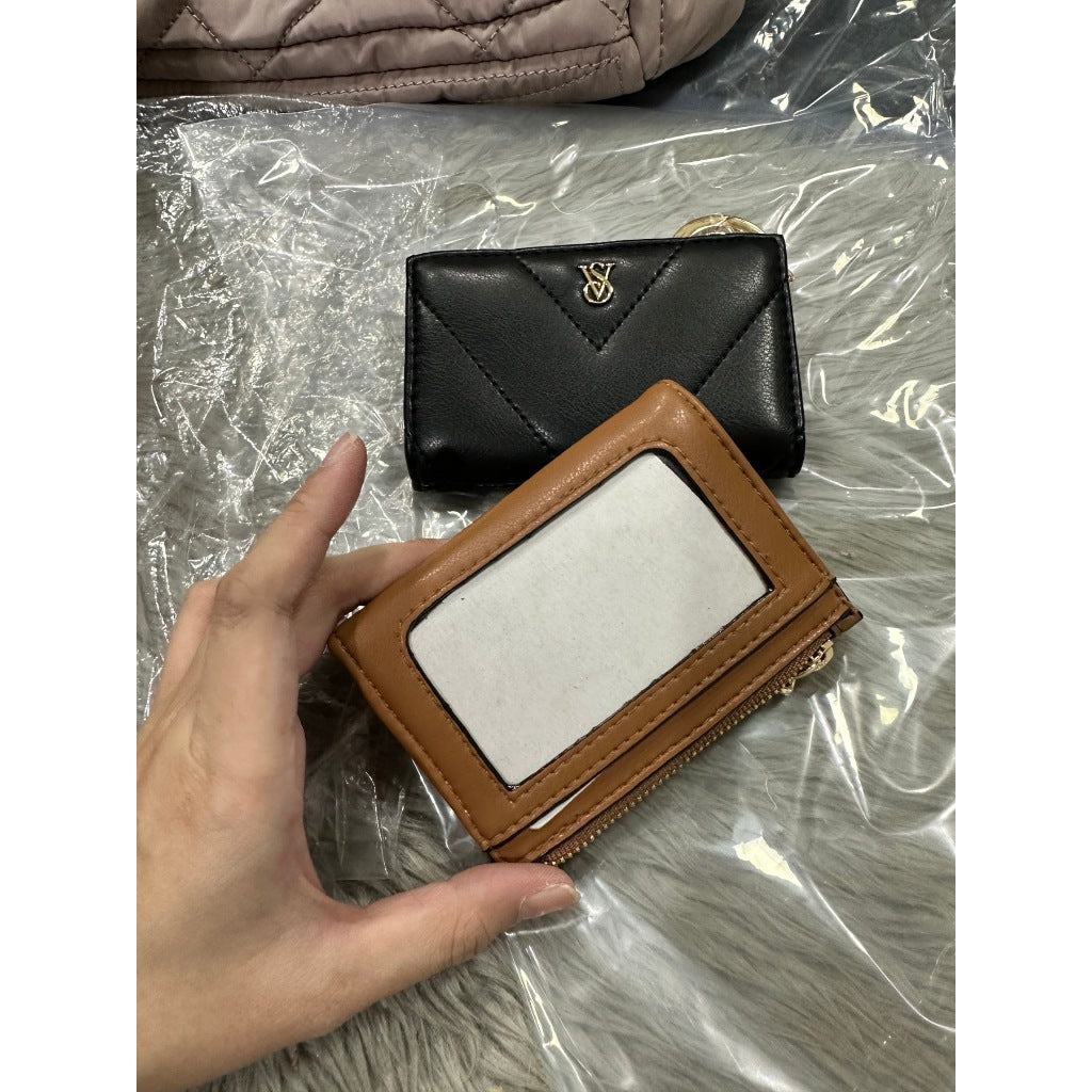 ORIG & IMPORTED Victoria's Secret VS Foldover Card Case Small Wallet Brown Black