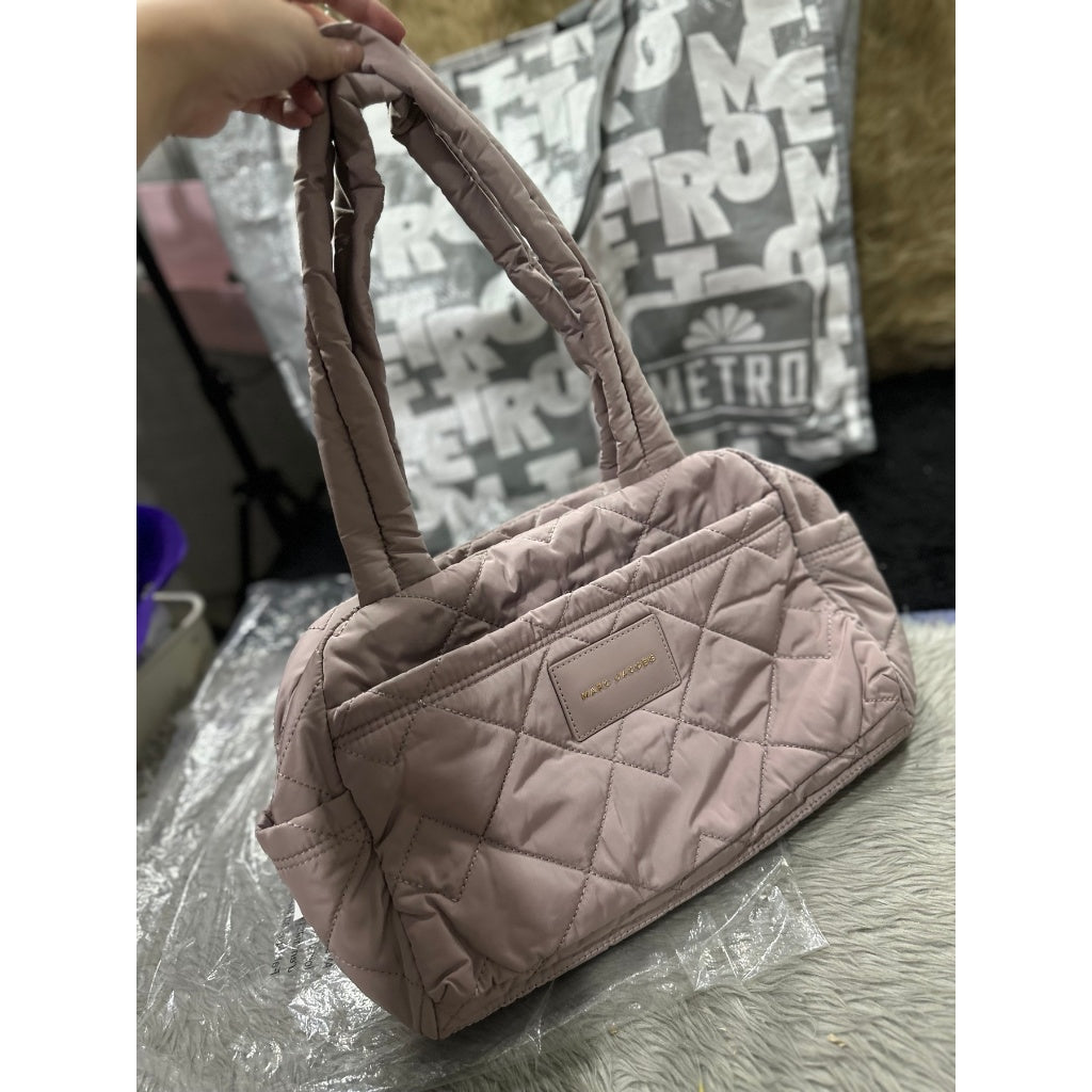 ORIG & IMPORTED MJ Quilted Nylon Small Weekender Travel Baby Bag Bark Pink