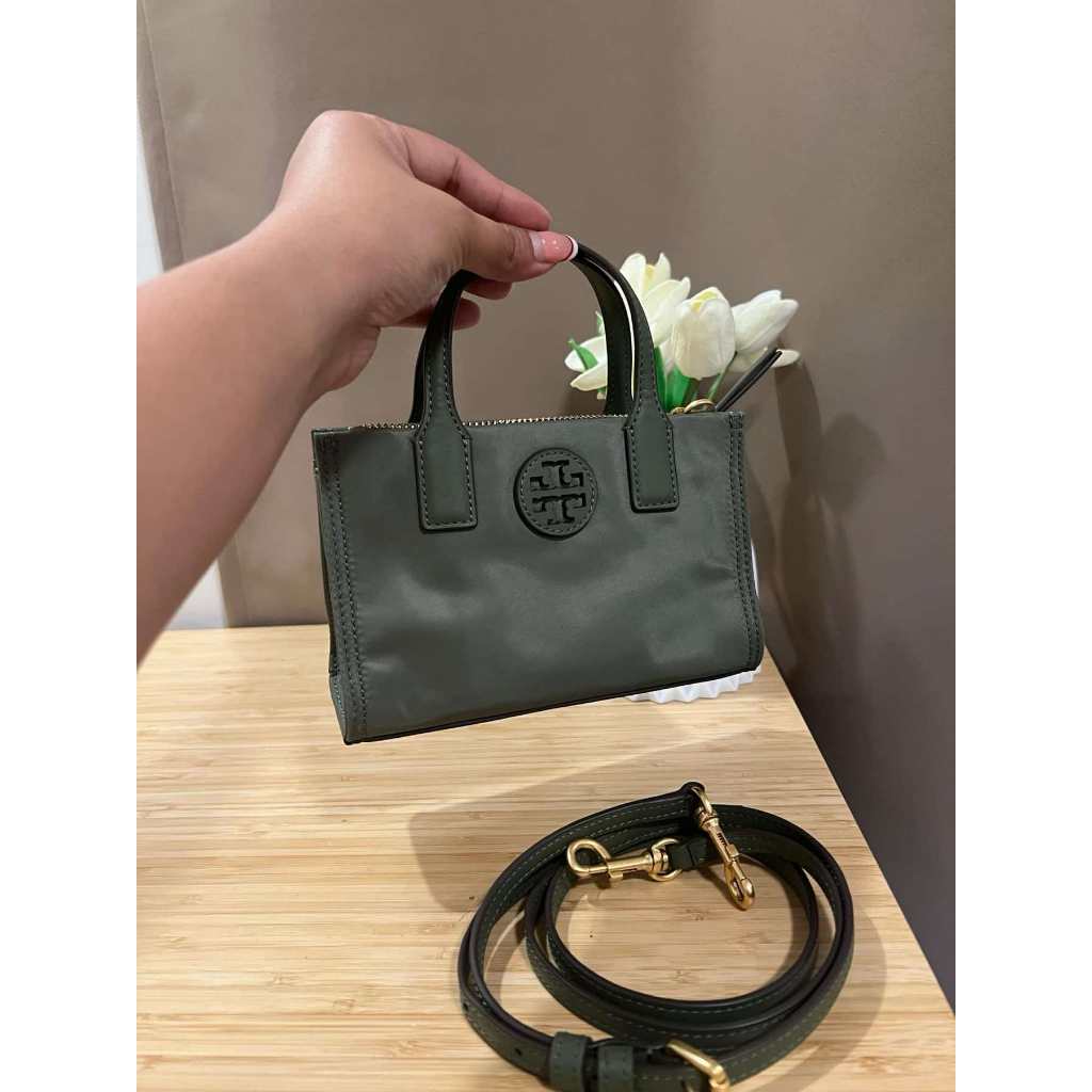 ORIG PRELOVED  TB Ella Nylon Mini Tote Crossbody Bag Purse in Green