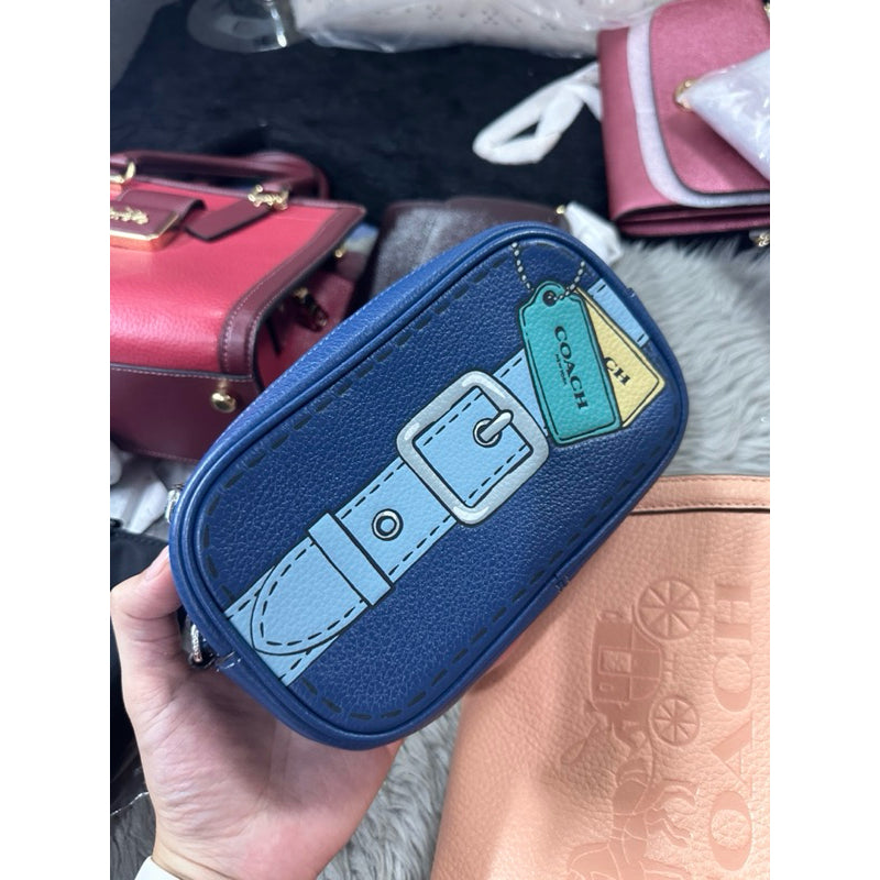 ORIG & IMPORTED CCH Raw Jamie Wristlet With Trompe L'oeil Print Blue Mini Bag