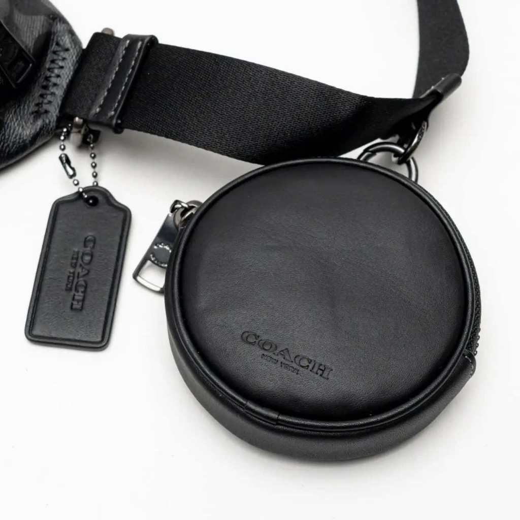 ORIG & IMPORTED CCH Round Coin Purse Bag Charm Men black wallet