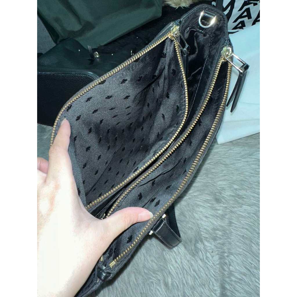 ORIG Preloved KS Dawn Medium Satchel Double zip Nylon Bag Black