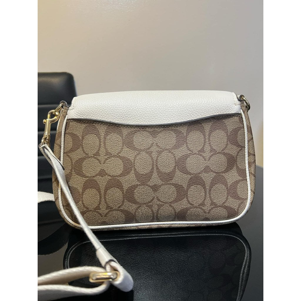 ORIG Preloved CCH RARE Lucy Crossbody Medium Flap Bag Khaki/White