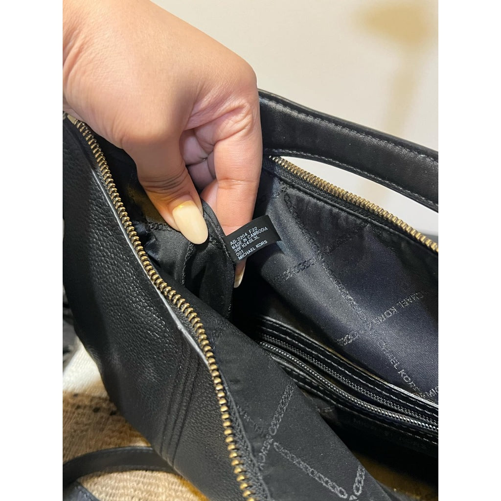 ORIG Preloved MK Sienna Large Logo Shoulder Bag Black