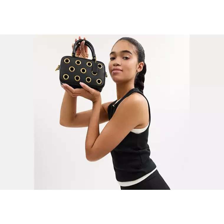 ORIG & IMPORTED CCH Small Satchel Crossbody Black Bag With Grommets