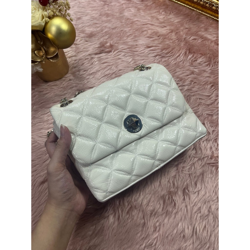 ORIG Preloved KS Natalia Quilted Small Flap Crossbody Bag in Parchment White