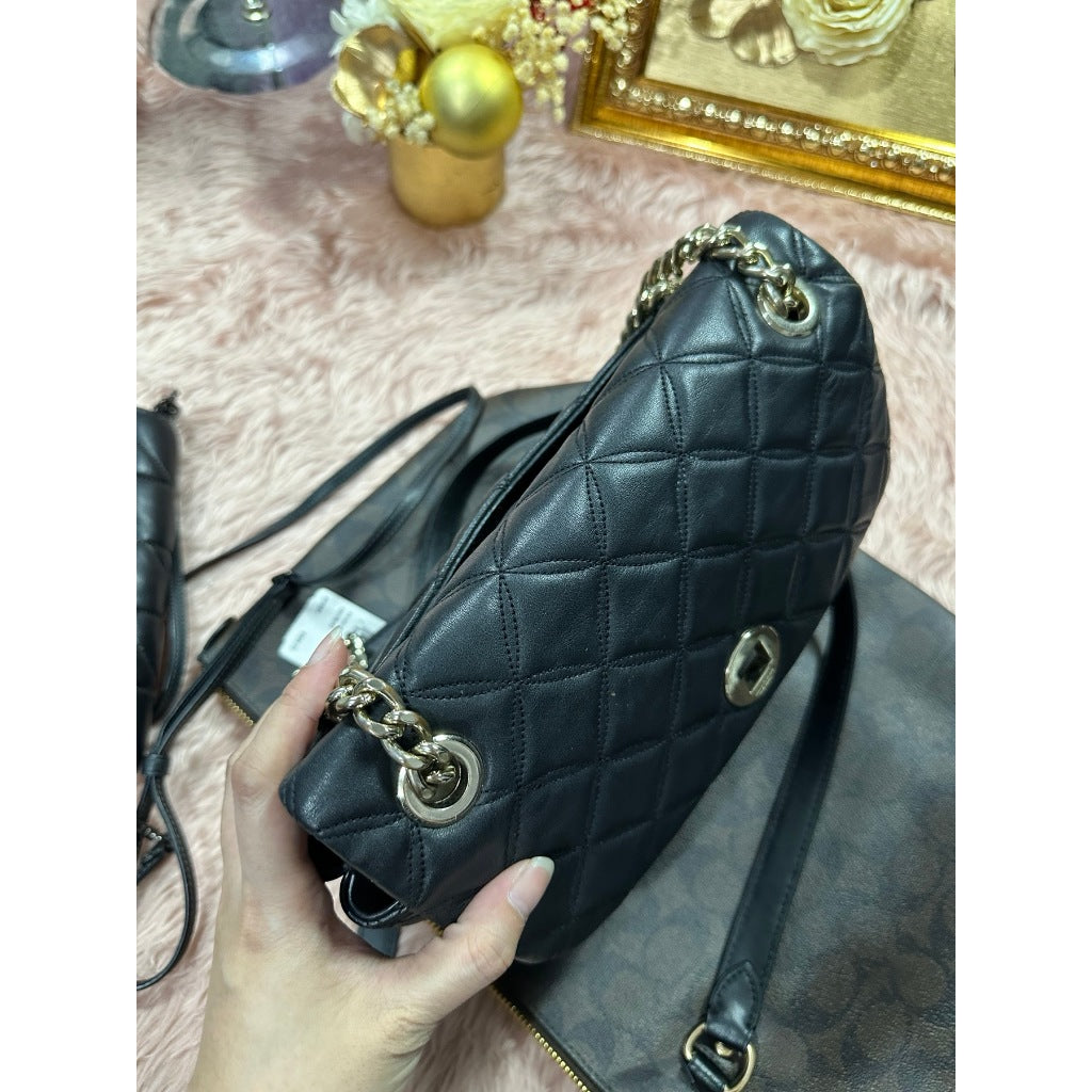 ORIG Preloved KS Natalia Smooth Quilted Medium Flap Black Bag
