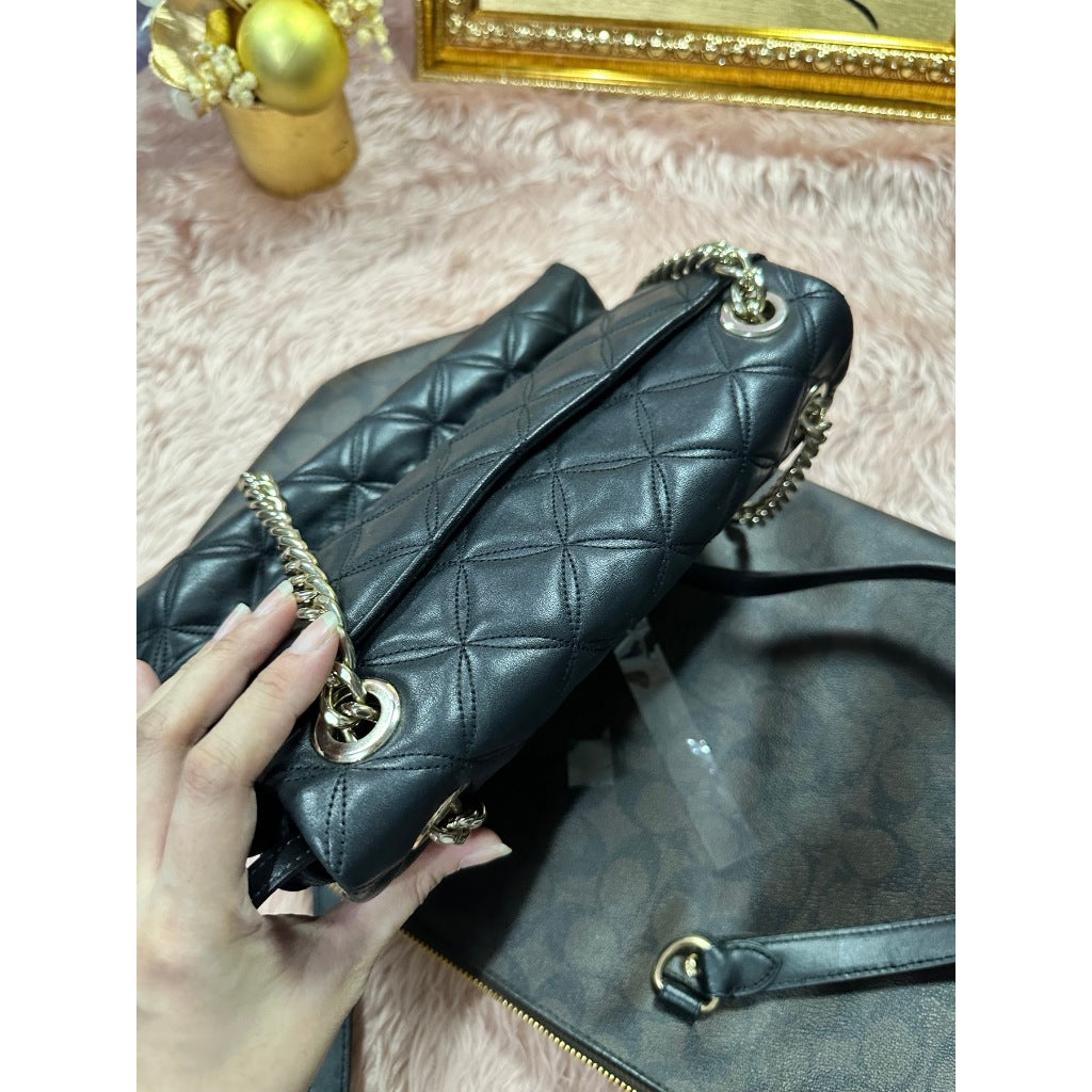 ORIG Preloved KS Natalia Smooth Quilted Medium Flap Black Bag